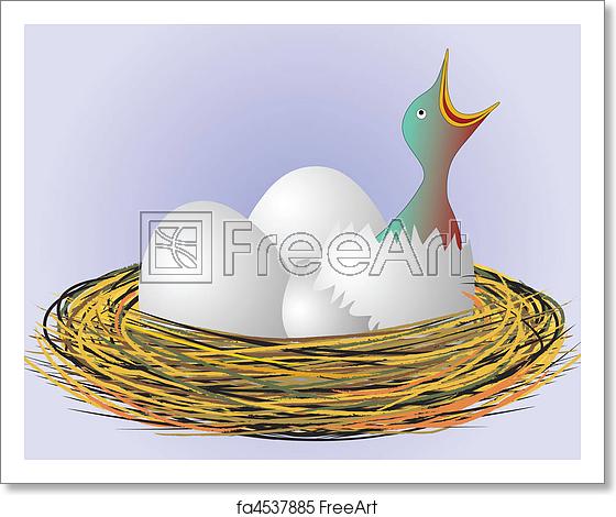 560x470 Free Art Print Of Hungry Bird In Nest
