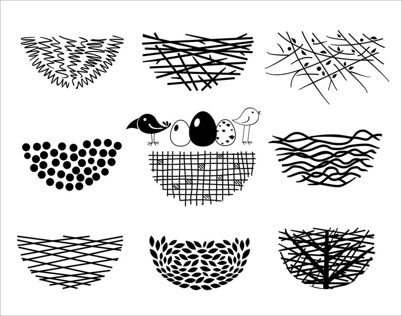 794x625 Set Bird Nests Icons Nests Bird Nests Pdf Vector Etsy