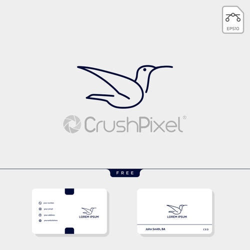 500x500 Flying Bird Outline Logo Template And Business Card Include, Free