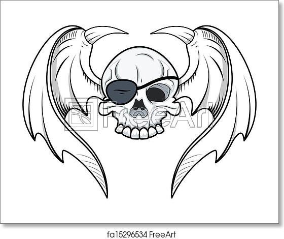 560x470 Free Art Print Of Flying Eye Patch Skull