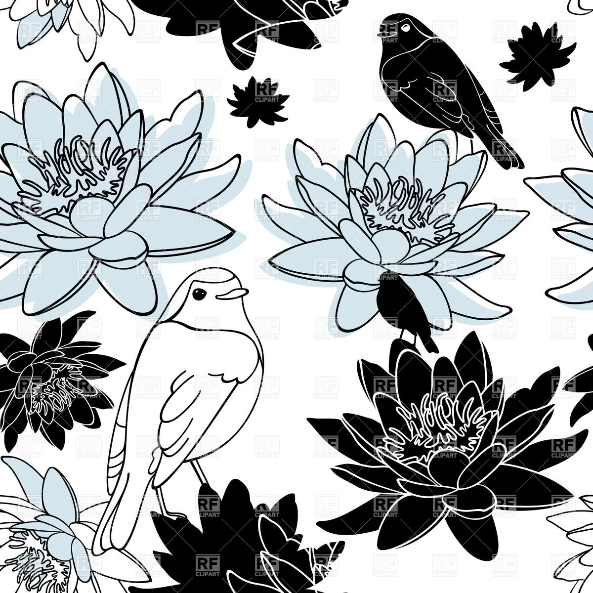1200x1200 Abstract Seamless Floral Background With Bird Vector Image