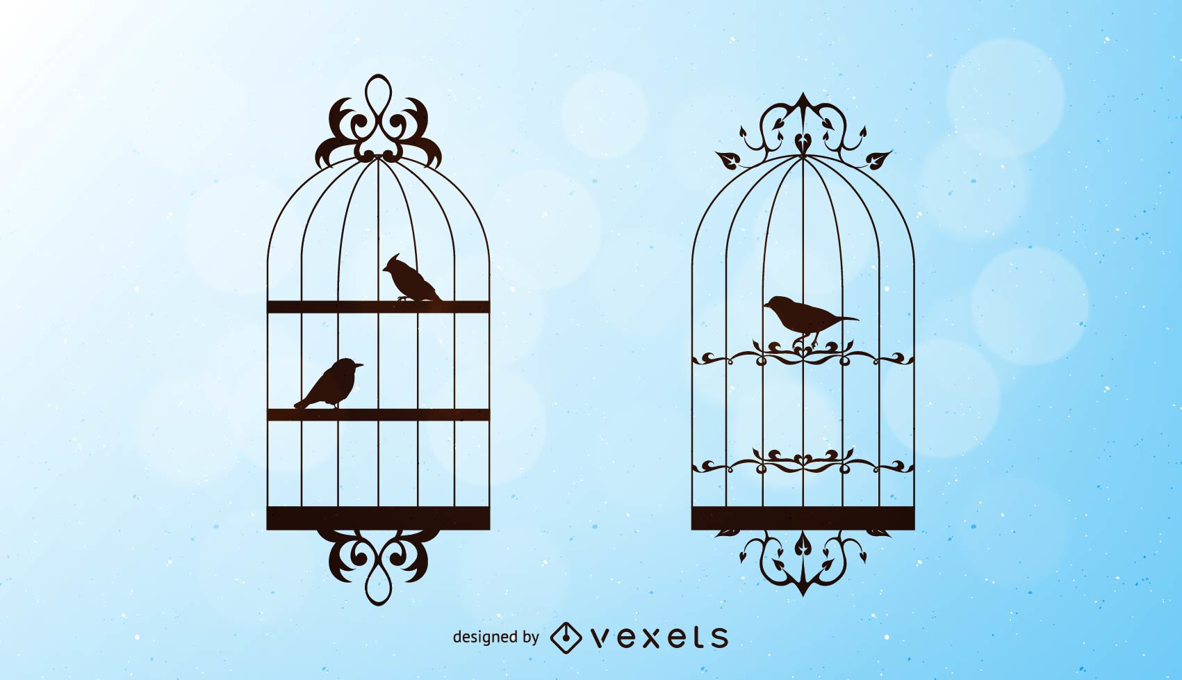 1701x978 Bird And Birdcage Vector