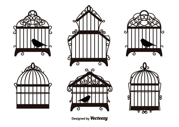 572x407 Vintage Bird Cages Silhouettes Vector Free Vector Download
