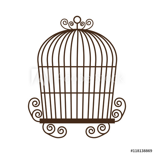 500x500 Birdcage Cage Silhouette Vintage Icon Isolated And Flat