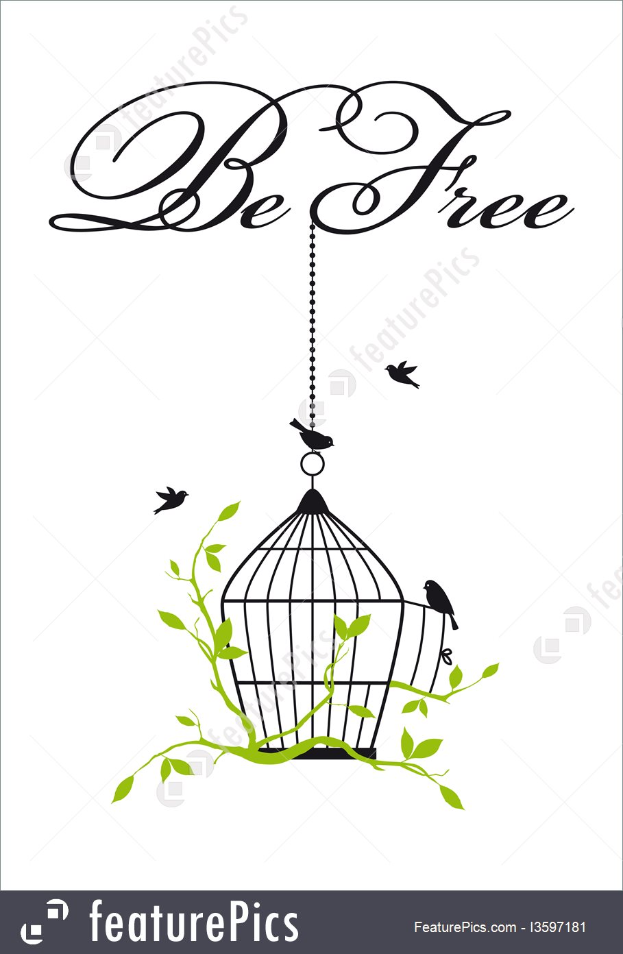 909x1392 Bird Open Birdcage With Free Birds, Vector