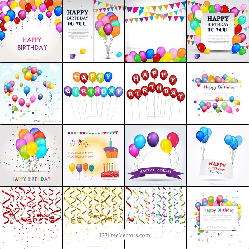 Happy Birthday Background Vector Pack 800x800 Happy Birthday Background Vector Pack