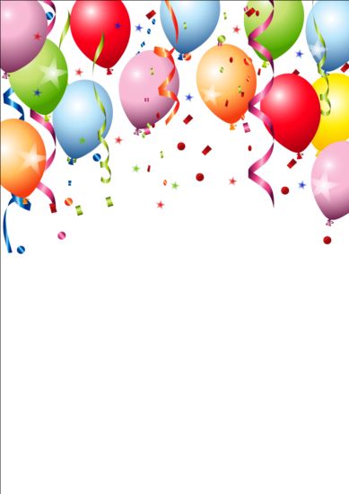 389x550 Birthday Background Colored Confetti With Balloon Vector Free