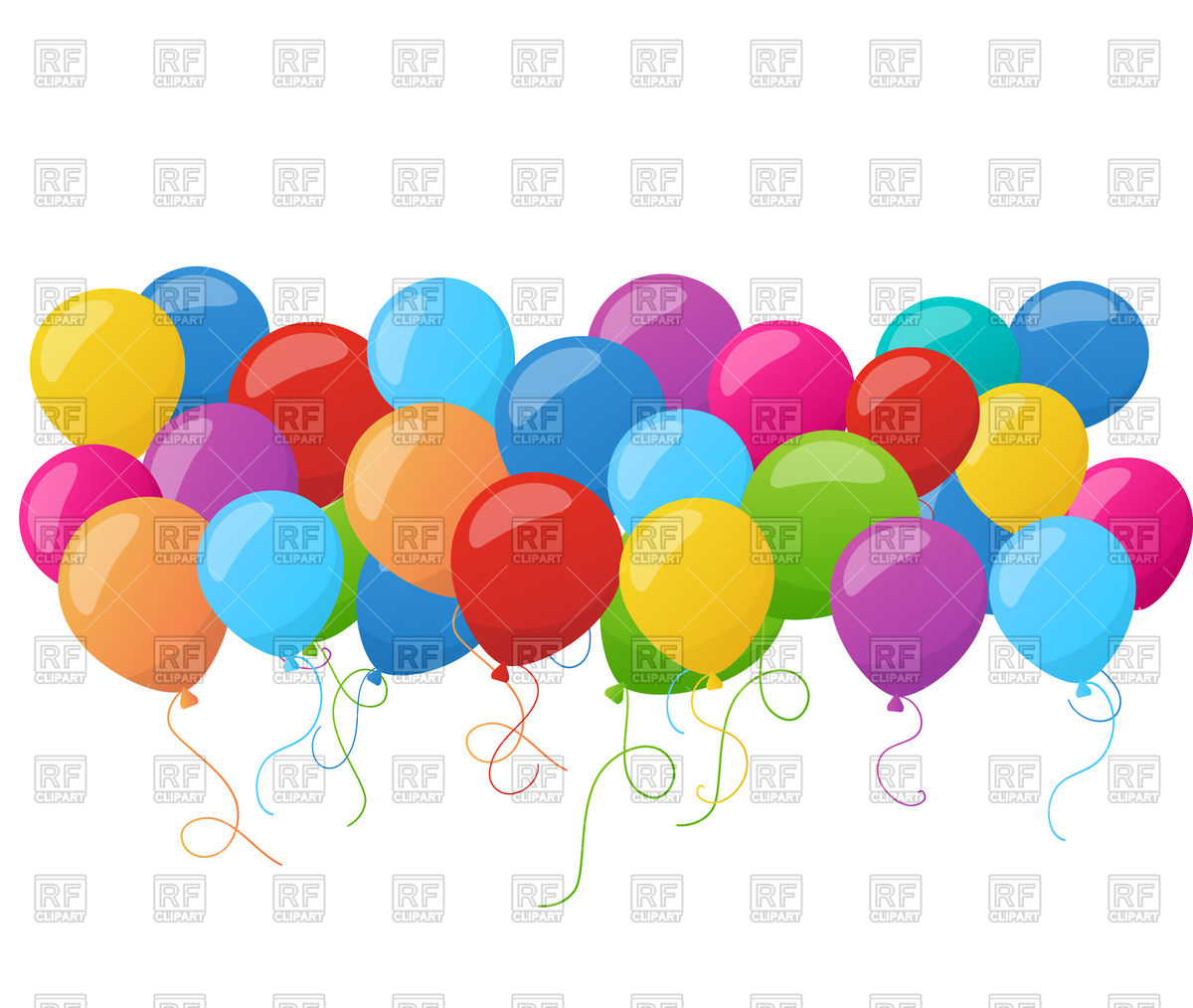 1200x1014 Birthday Banner With Colorful Balloons Vector Image Of Objects