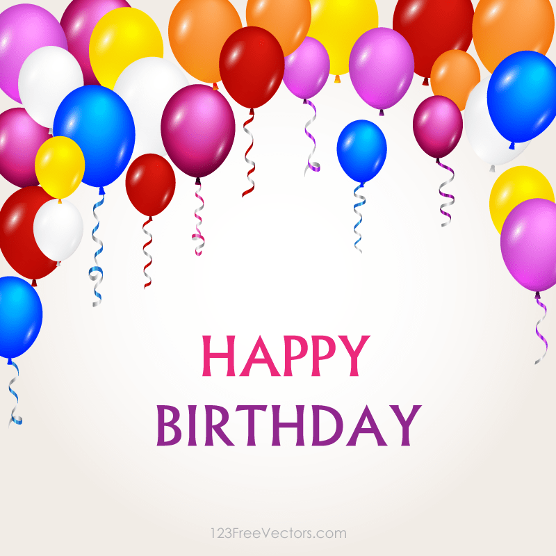800x800 Colorful Happy Birthday Balloons Vector Background Image