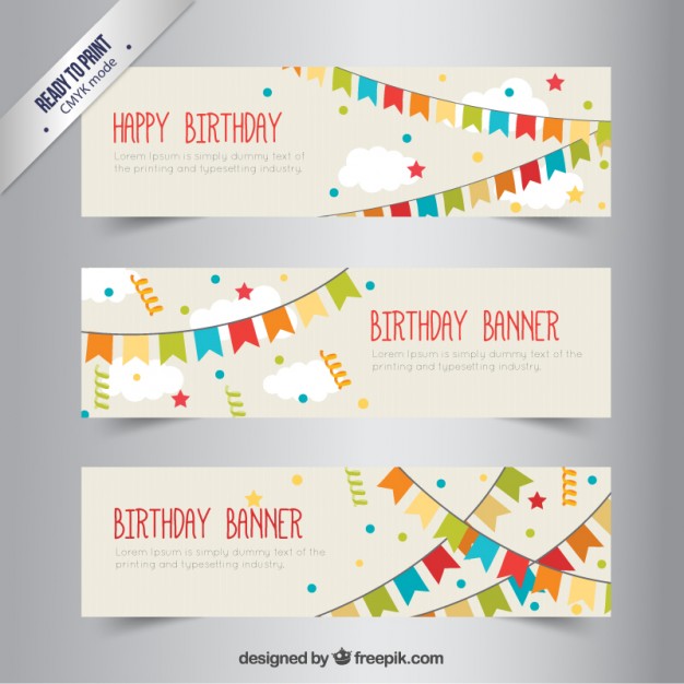 626x626 Birthday Banners With Bunting Vector Free Download