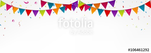 500x177 Birthday Bunting Flags, With Confetti, Colorful Buntingbirthday