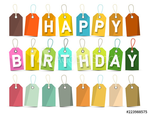 500x386 Happy Birthday Banner Vector Paper Cut Title On Colorful Labels