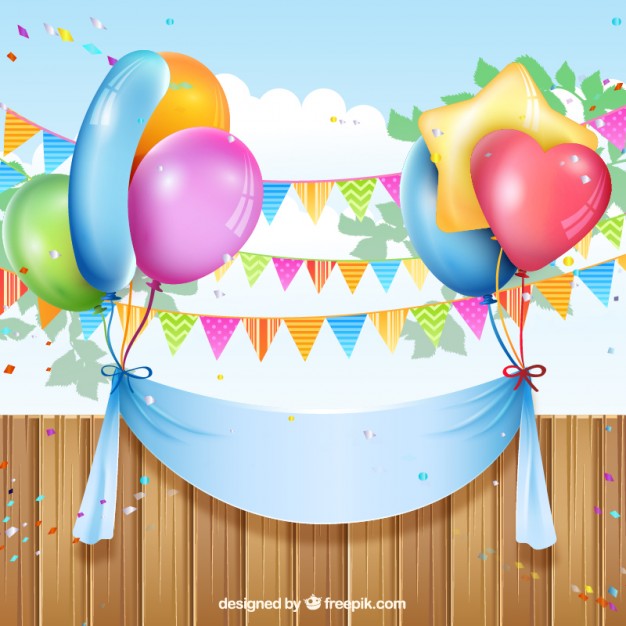 626x626 Birthday Banner With Balloons And Buntings Vector Free Download