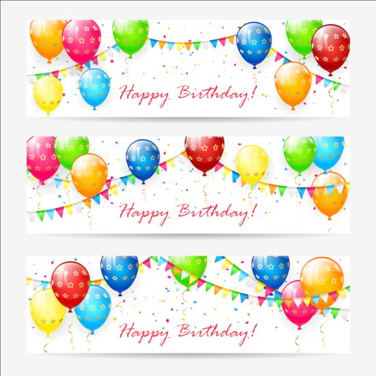 550x550 Birthday Banner With Balloons And Confetti Vector Free Download