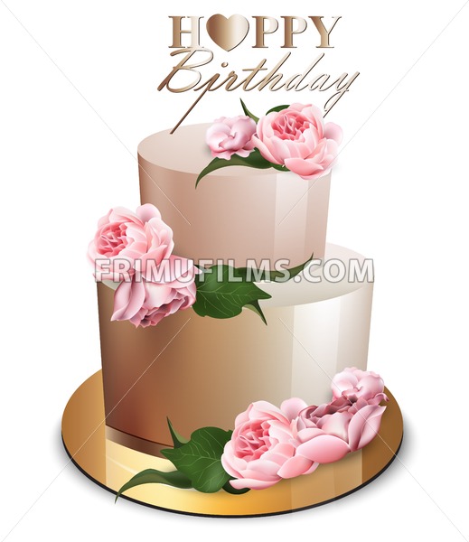 Happy Birthday Cake Vector Realistic Anniversary, Wedding 519x600 Happy Birthday Cake Vector Realistic Anniversary, Wedding