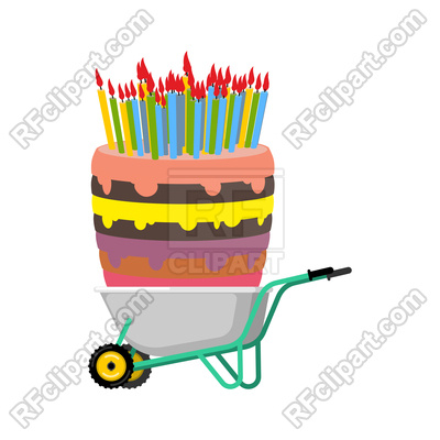 Wheelbarrow And Big Birthday Cake Vector Image Of Food 400x400 Wheelbarrow And Big Birthday Cake Vector Image Of Food