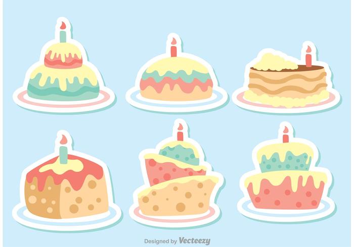 700x490 Colorful Vector Cartoon Birthday Cake Vectors Pack