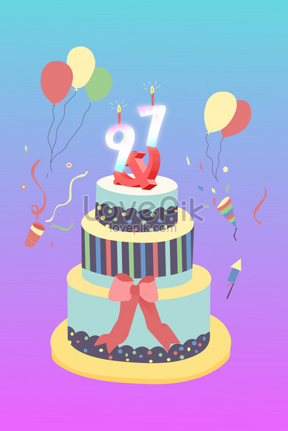 Party Day Anniversary Birthday Cake Vector Illustration 414x620 Party Day Anniversary Birthday Cake Vector Illustration