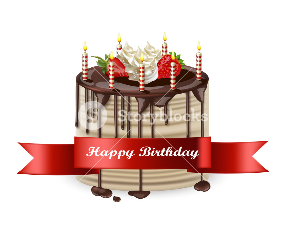 1000x820 Happy Birthday Cake Vector Realistic Detailed Illustration