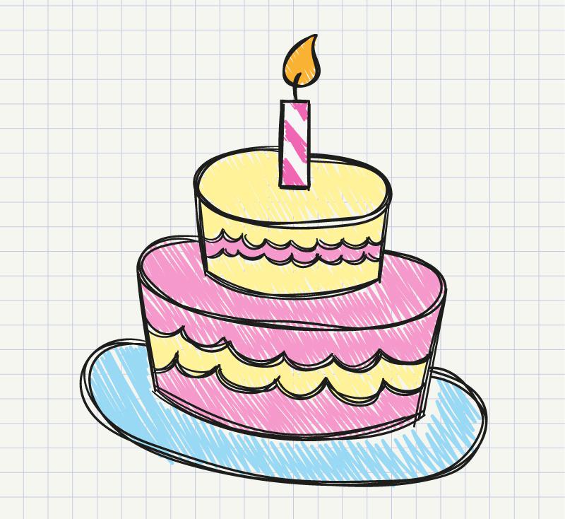 800x734 Painted Birthday Cake Vector