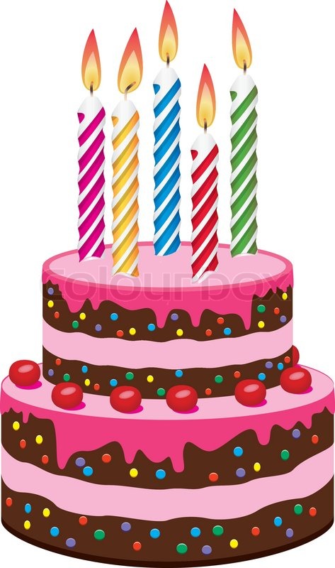 473x800 Vector Birthday Cake With Burning Stock Vector Colourbox