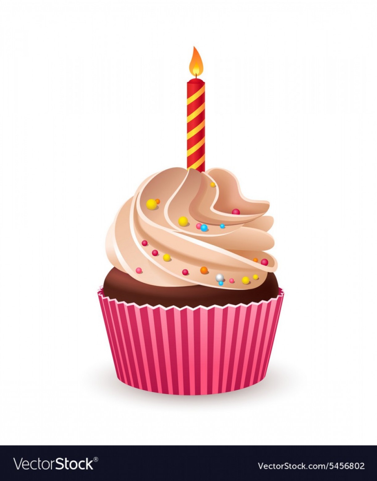 Birthday Cupcake With Burning Candle Vector Handandbeak 1221x1555 Birthday Cupcake With Burning Candle Vector Handandbeak
