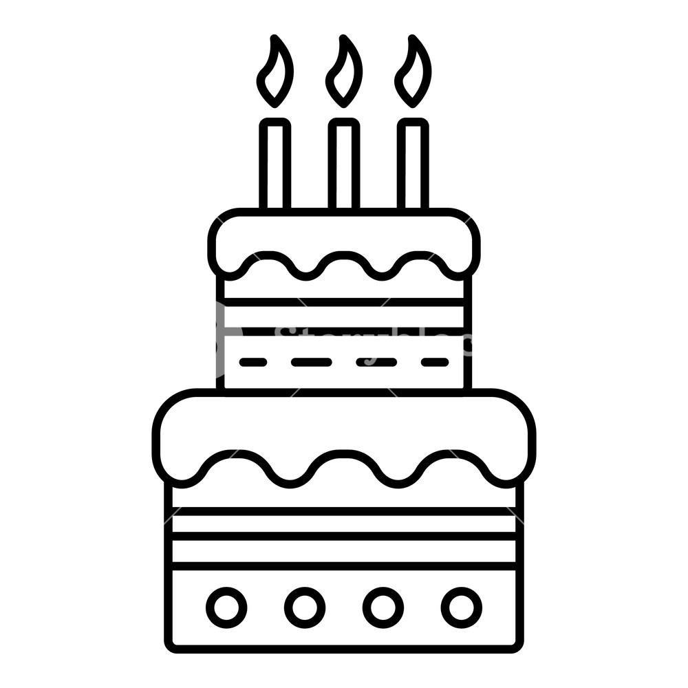 1000x1000 Birthday Cake With Candles Icon Outline Birthday Cake