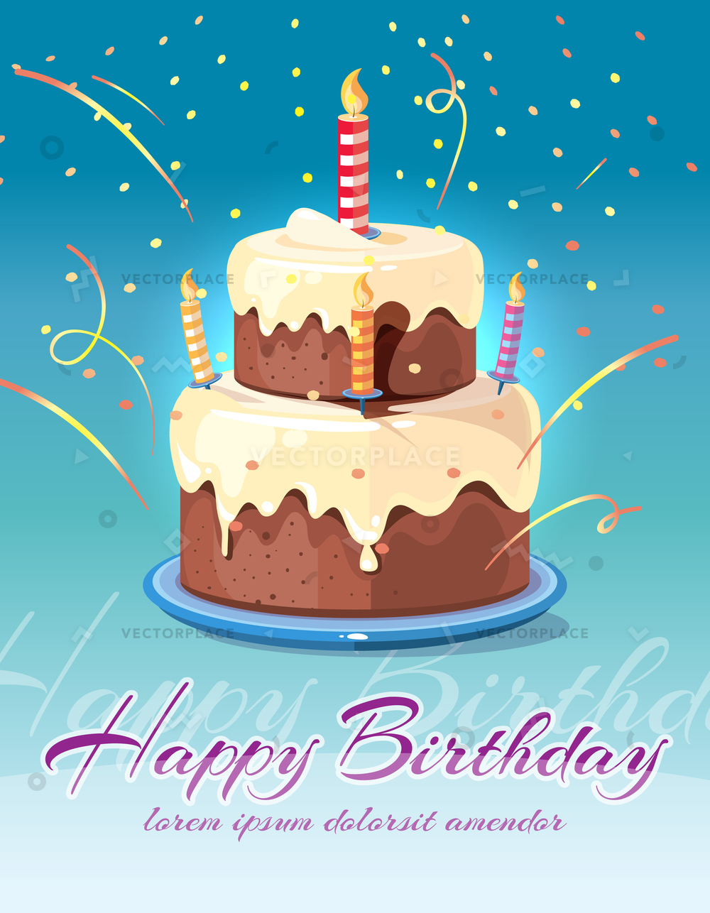 Happy Birthday Background Tasty Cake Candles Vector Illustration 1000x1286 Happy Birthday Background Tasty Cake Candles Vector Illustration