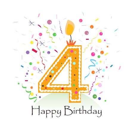Happy Fourth Birthday Candle Vector With Colorful Confetti 450x450 Happy Fourth Birthday Candle Vector With Colorful Confetti