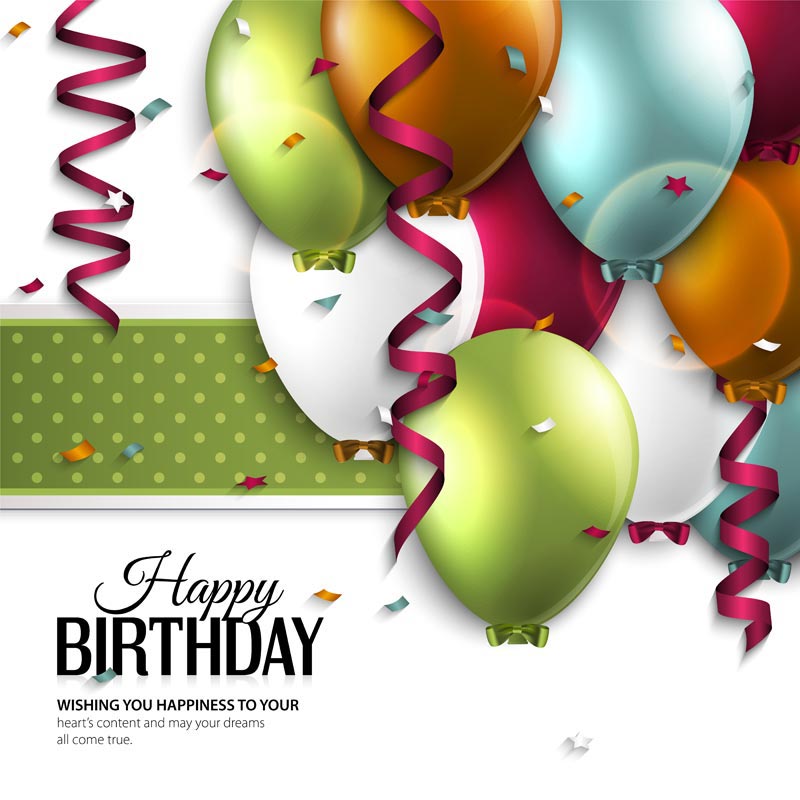 800x800 Birthday Colored Balloons Vector Cards