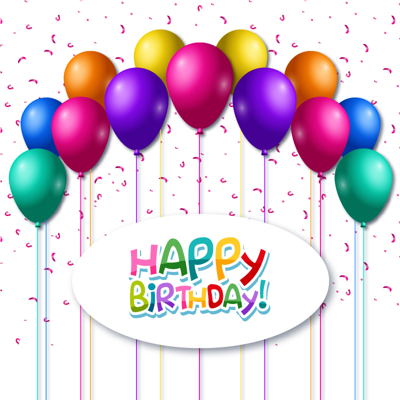 800x800 Colorful Balloons With Happy Birthday Card Design Vector Download