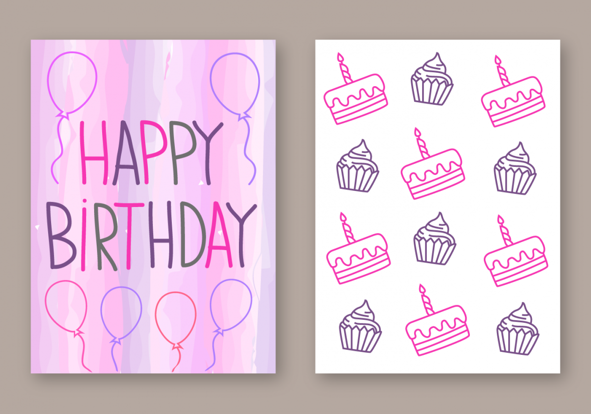 1180x826 Free Happy Birthday Card Vector