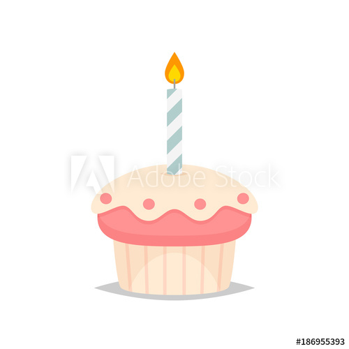 500x500 Birthday Cupcake Vector Isolated