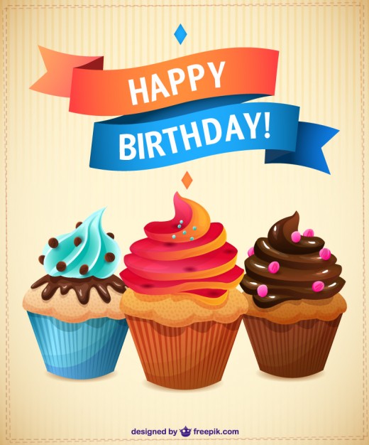 520x626 Birthday Cupcakes Card Vector Free Download