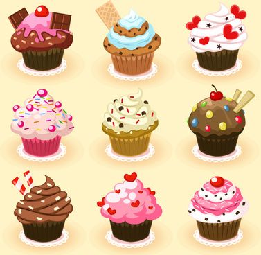 377x368 Delicious Cupcakes Vector Birthdays Cake Drawing