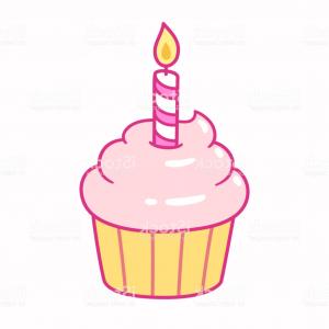 300x300 Happy Birthday Card With Cupcake Vector Clipart Handandbeak