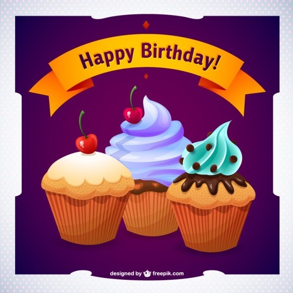 600x600 Happy Birthday Cupcake Graphics Free Vector