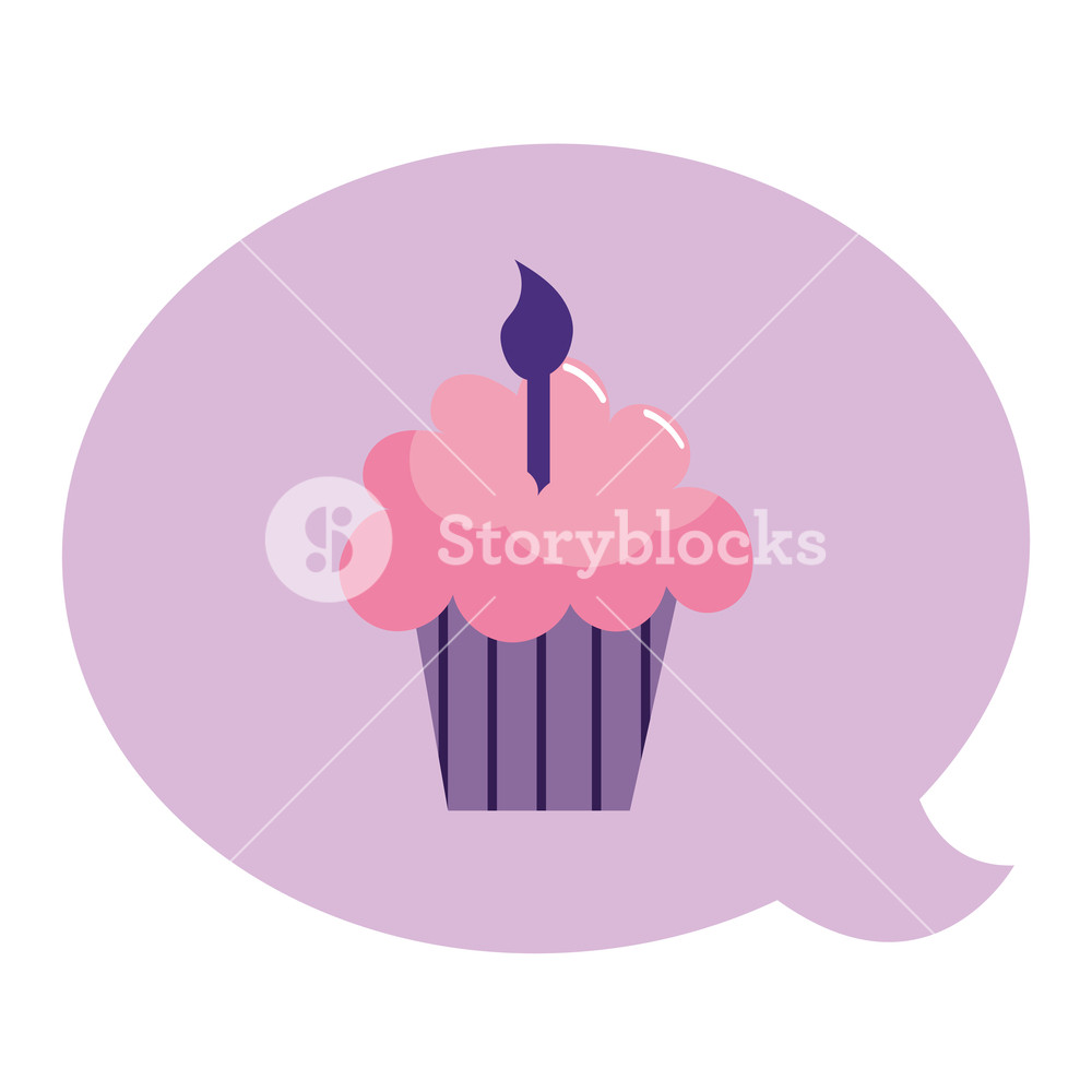 1000x1000 Happy Birthday Cupcake In Bubble Cartoons Vector Illustration