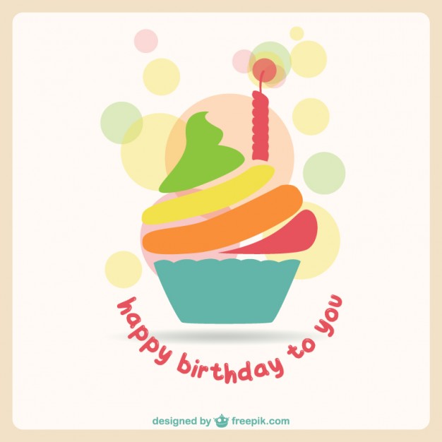 626x626 Happy Birthday Cupcake With A Candle Vector Free Download