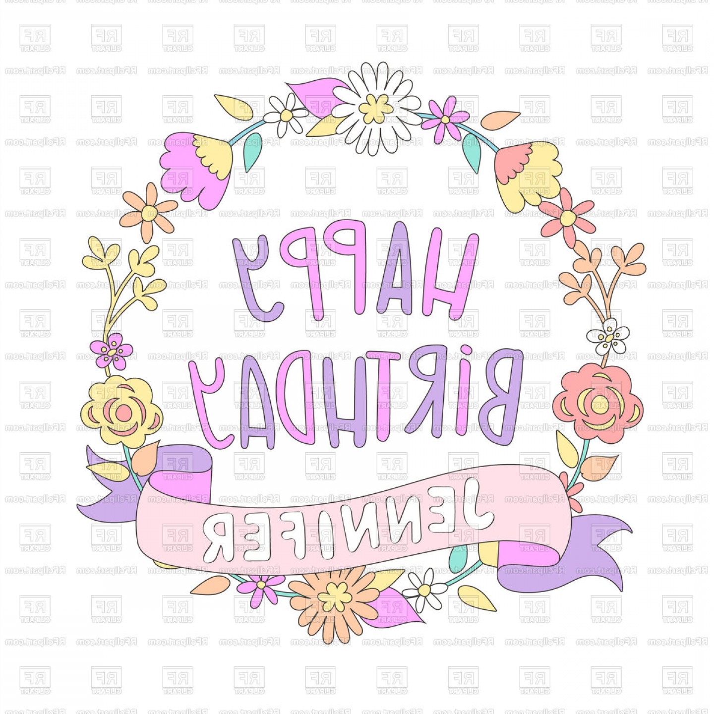 1440x1440 Happy Birthday Card With Flower Frame Vector Clipart Soidergi