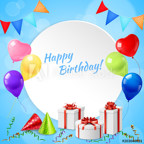 500x500 Happy Birthday Frame Realistic