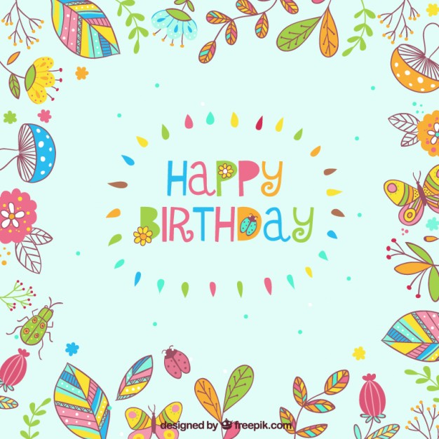 626x626 Happy Birthday Floral Frame Vector Free Download