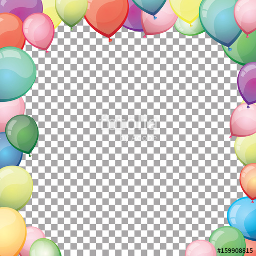 500x500 Happy Birthday Frame From Flying Colorful Balloons On Transparent