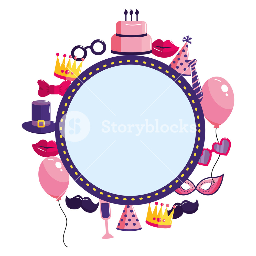 1000x1000 Happy Birthday Frame With Party Elements Vector Illustration