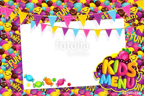 500x334 Kids Menu Card Frame Vector Illustration Happy Birthday Party