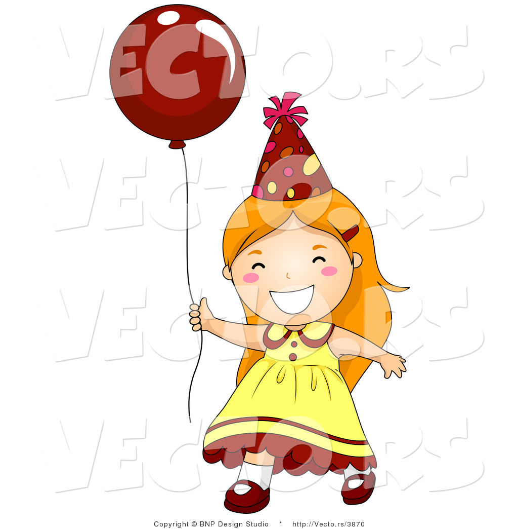 1024x1044 Vector Of Happy Birthday Girl Running With Red Balloon