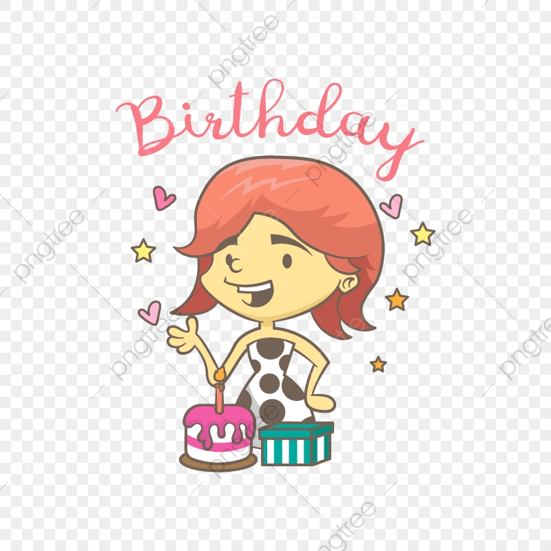 800x800 Birthday Card With Cute Girl, Birthday, Girl, Cute Png And Vector