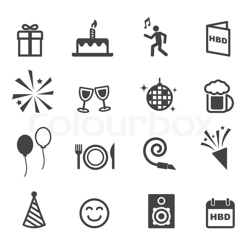 Birthday Party Icons, Mono Vector Stock Vector Colourbox 800x800 Birthday Party Icons, Mono Vector Stock Vector Colourbox