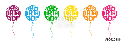 Happy Birthday Vector Balloon Icons Poster Stock Image 500x175 Happy Birthday Vector Balloon Icons Poster Stock Image