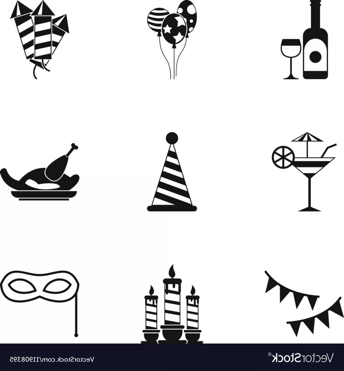 Holiday Birthday Icons Set Simple Style Vector Wallkeeper 1200x1296 Holiday Birthday Icons Set Simple Style Vector Wallkeeper